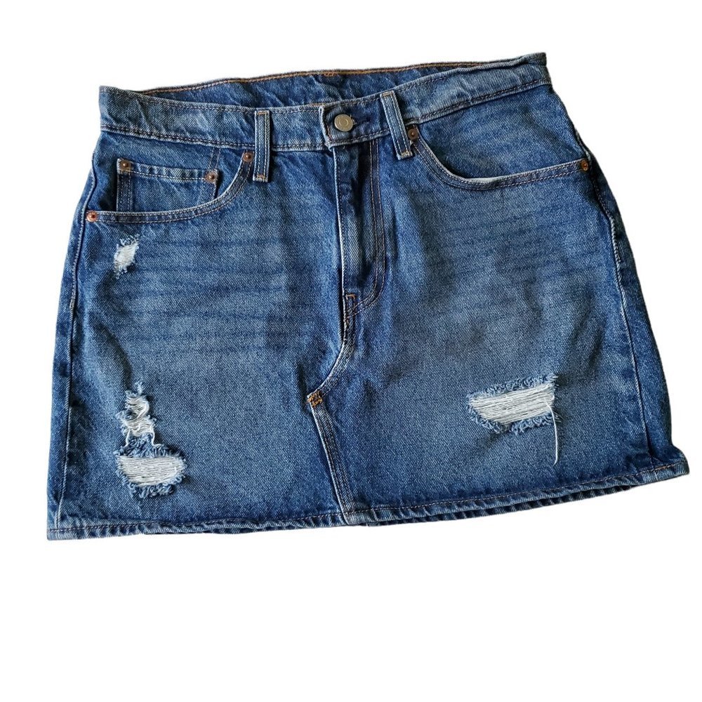 Levi Red Tab Distressed Denim Skirt